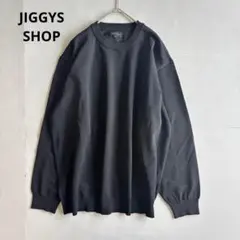【ジギーズショップ】長袖ニット　メンズ　クルーネック　ゆるだぼ　黒ブラック/XL