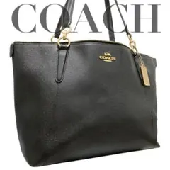 美品/2way COACH コーチ 三層 ハンドバッグ ショルダー PVCレザー 