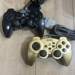 ps1ps2 ホリ製　振動パッド　アナログコントローラー　 黒　ゴールド　2個