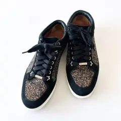JIMMY CHOO グリッタースニーカー 37.5 黒 ラメ