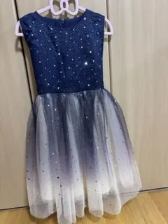 星柄 チュールドレス ネイビー 発表会130