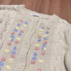 エヘカソポ花柄刺繍 ニットカーディガン