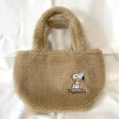 【新品タグ付き】 スヌーピー ランチバッグ ボア生地 保温 保冷トートバッグ