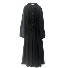 COLZA ロングフレアワンピース M 長袖 襟フリル