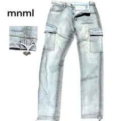 【人気】ミニマル デニムカーゴパンツ　29 ドローコード　ライトブルー　ジーンズ