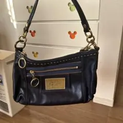 COACH Poppy ショルダーバッグ メタルレザー ネイビーy2k