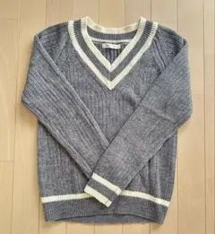 【LOWRYSFARM】グレー Vネック ニットセーター Mサイズ