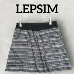 LEPSIM ミニスカート 台形スカート カジュアル 総柄 (F) ブラックのサムネイル