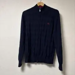 BURBERRY black label ジップニット 総柄 ドライバーズニット