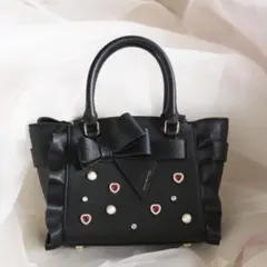 新品　タグ付き　ブロッサムリボンフラッター　ハンドバッグ　サマンサベガ ブラック