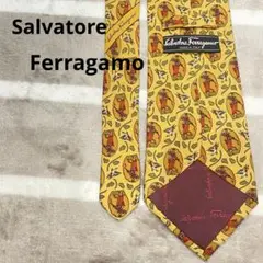 Salvatore Ferragamo シルク ネクタイ イエロー シルク 総柄