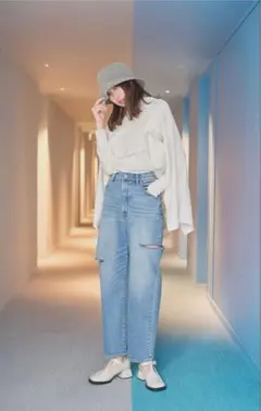 COCODEAL アシメカットオフデニムパンツのサムネイル