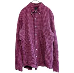 J.CREW ジェイクルー チェックシャツ 長袖 紺 赤 伸縮 ストレッチ M