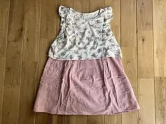 新品 女の子 キッズ ノースリーブ ドッキングワンピース 花柄 110センチ
