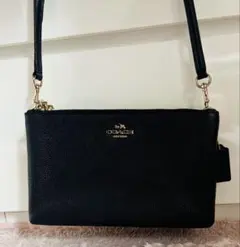 美品 COACH コーチ ダブルファスナー ショルダー レザーバッグ ネイビー
