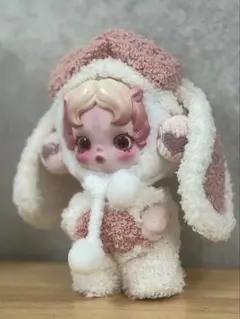 新品17cmラブブ SKULLPANDA洋服セット 激可愛 ウサギフードモコモコ