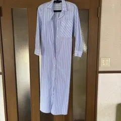 ZARA 水色ストライプ 長袖シャツワンピース S