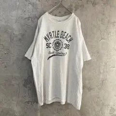 USA古着 ギルダン 三段プリント デザインTシャツ 半袖 ホワイト XLサイズ
