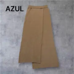 AZUL アシンメトリー リブ編タイトスカート ニットスカート ベージュ S