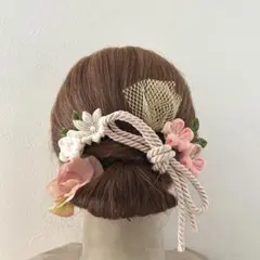 026 春色のお花の髪飾り つまみ細工 セット 卒業式 入学式 振袖 袴 桜