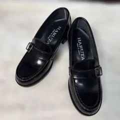 極美品　HARUTA ベルト付き　ブラック　レザー　ヒール　ローファー　金具