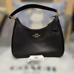 COACH ブラックレザー ショルダーバッグ