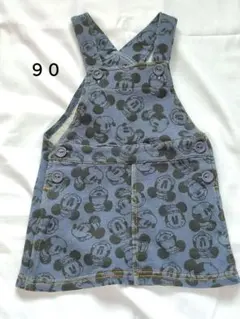 TDK ミニーマウス総柄デニム風ジャンバースカート　ベビー９０ 美品