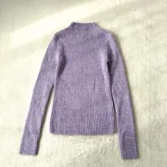 ユニクロ リブモックネックセーター パープル Ｍ ニット リブ ハイネック 긴팔