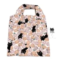 花柄 黒猫 エコバッグ【即購入OK】