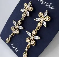 新品　ゾーラ　Zoule long flower ピアス ゴールド