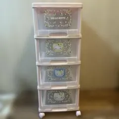 希少】ハローキティ 衣装ケース 3段 チェスト 収納 花 顔 y2k レトロ