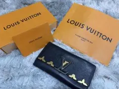 ルイヴィトン ポルトフォイユ カプシーヌ フラワーロゴ ブラック