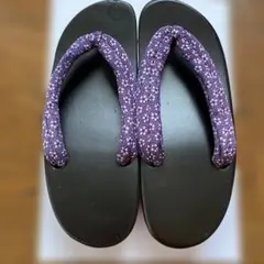女性用　下駄 紫系　花柄