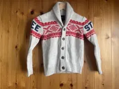 最終値下げ】美品】GapKids ニットカーディガン 6-7歳 薄いグレー/赤