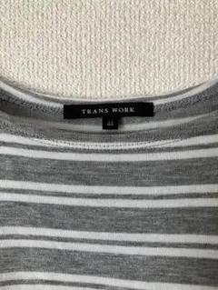 値下げトランスワーク TRANS WORK ストライプ柄 五分袖 Tシャツ 44