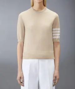 THOM BROWNE トムブラウン 4bar 半袖ニット ネイビー - メルカリ