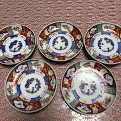 小皿 染付 古伊万里 山水馬上人物図 丸窓絵 人物図 鳳凰 豆皿 4枚 豆皿