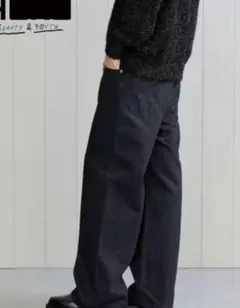 【24AW】H BEAUTY&YOUTH ブラックデニムバギー5ポケットパンツ