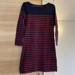 無印良品　ワンピース　紺　ボーダー　シンプル