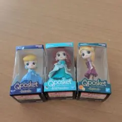 ディズニー キューポスケットミニチュアコレクションアリエルシンデレララプンツェル
