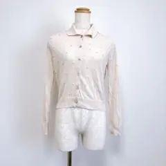 E049 ザラ パールボタン カーディガン 襟付き ベビーピンク S 大人可愛い