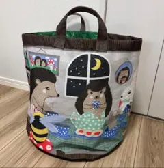 ハリネズミ柄 収納バスケット 布製のサムネイル