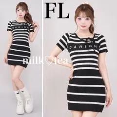 新品タグ付き ダーリッチ マルチボーダーニットミニワンピース FL ブラック