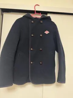 ネイビー フード付き ダブルブレストジャケット