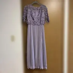 薄紫 レース付き プリーツドレス サイズ38