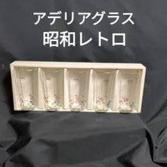 アデリアグラス　パルナス花柄装飾のタンブラー5個セット昭和レトロ