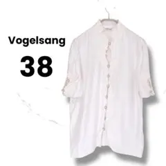 Vogelsang レース付きホワイトシャツ 38 半袖 上品フェミニン