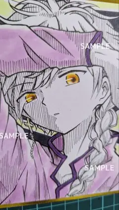 No.118 手描きイラスト【色紙】男の子 ※少し難あり