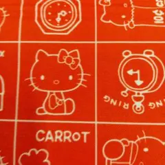★可愛いハローキティ　ポリエステル　生地★　レッド