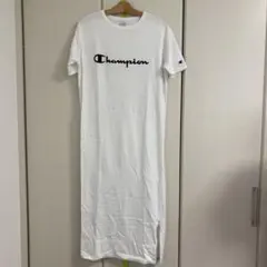 Champion ロングTシャツワンピース 半袖 白